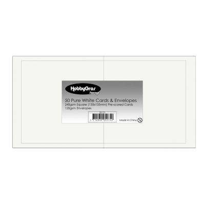 HobbyGros Storage Square Cards & Envelopes - Pure White