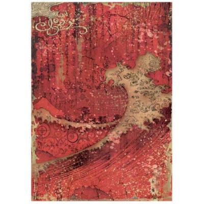 Stamperia Sir Vagabond In Japan Rice Paper - Red Texture