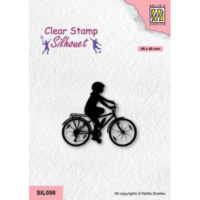Nellies Choice Clear Stamp - Silhouette Kind auf Fahrrad