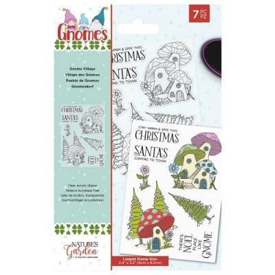 Crafter's Companion Natures Garden Gnomes Clear Stamps - Gnome Village