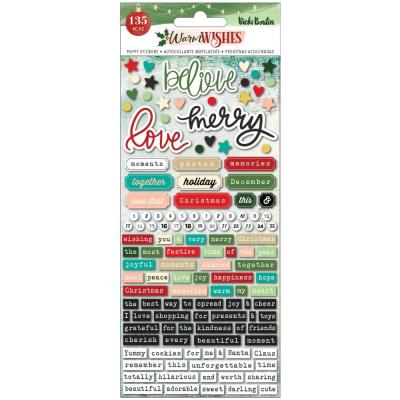 American Crafts Vicki Boutin Warm Wishes Sticker - Embossed Puffy Stickers
