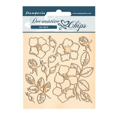 Stamperia Romantic Christmas Decorative Chips - Flowers