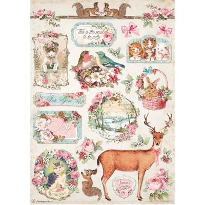 Stamperia Pink Christmas Rice Paper - Deer