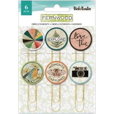 American Crafts Vicki Boutin Fernwood Embellishments - Epoxy Paper Clips