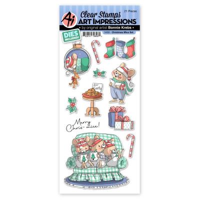 Art Impressions Funny Farm Stamp & Die Set - Christmas Mice