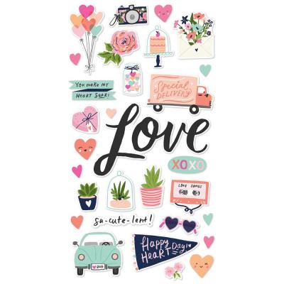 Simple Stories Happy Hearts Stickers - Chipboard Stickers