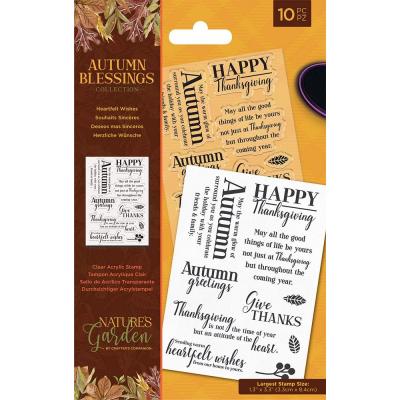 Crafter's Companion Autumn Blessings Clear Stamps - Heartfelt Wishes