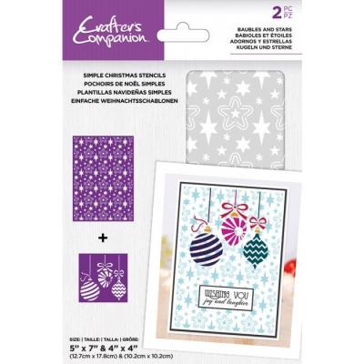 Crafter's Companion Stencil - Baubles And Stars