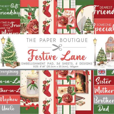 The Paper Boutique Festive Lane Designpapier - Embellishments Pad