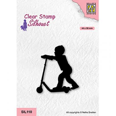 Nellies Choice Clear Stamp - Silhouette Junge mit Roller