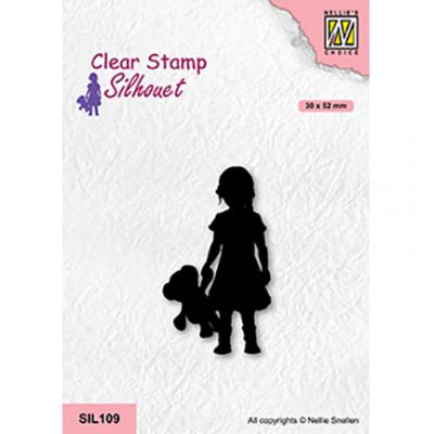 Nellies Choice Clear Stamp - Silhouette Mädchen mit Teddy