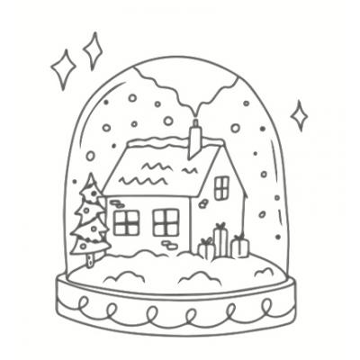 Colop auf Holz montierter Gummistempel - Snow Globe