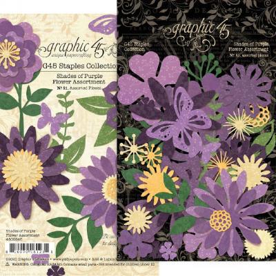 Graphic 45 Die Cuts - Flower Assortment Shades Of Purple