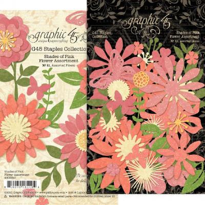 Graphic 45 Die Cuts - Flower Assortment Shades Of Pink