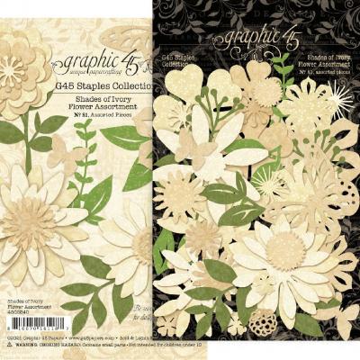 Graphic 45 Die Cuts - Flower Assortment Shades Of Ivory