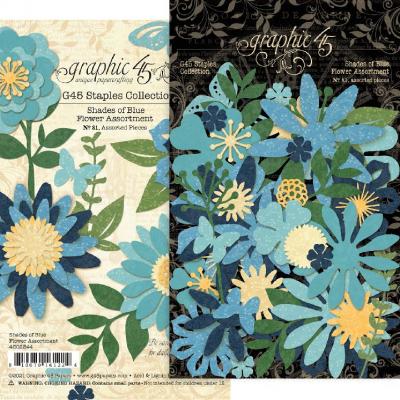 Graphic 45 Die Cuts - Flower Assortment Shades Of Blue