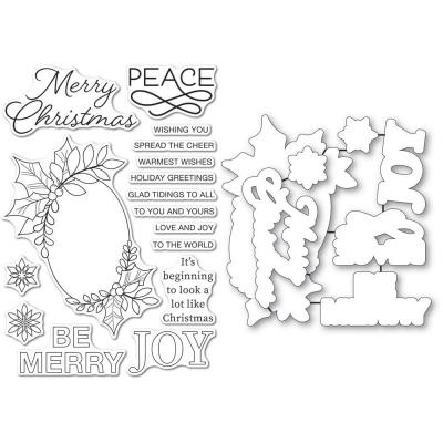 Memory Box Clear Stamps & Die Set- Festive Christmas Greetings