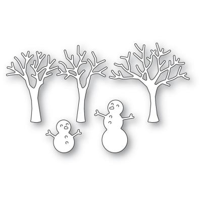 Poppystamps Metal Dies - Snowman & Trees