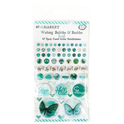 49 And Market Vintage Artistry Sticker - Teal Wishing Bubbles & Baubles