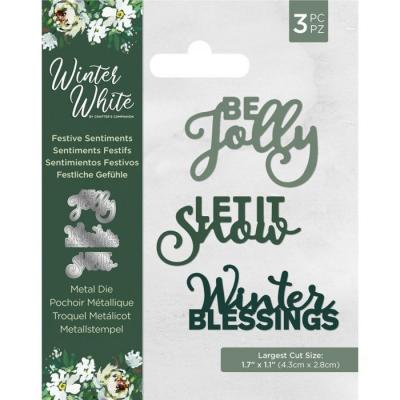 Crafter's Companion Winter White Metal Die - Festive Sentiments