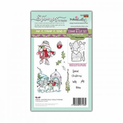 Polkadoodles Clear Stamps - Gnome Jolly Holly Wishes