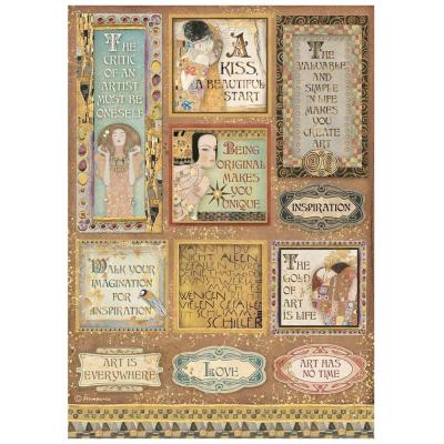 Stamperia Klimt Rice Paper - Quotes And Labels