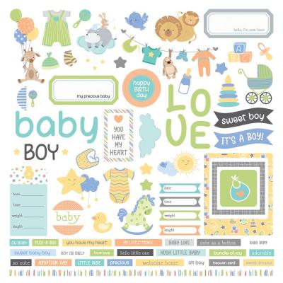 PhotoPlay Hush Little Baby Sticker - Baby Boy Elements