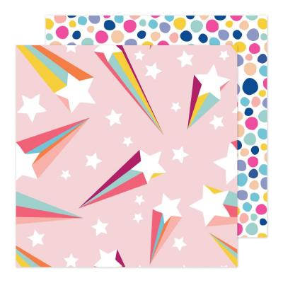 American Crafts Life's A Party Damask Love Designpapier - Stars N' Rainbow Stripes
