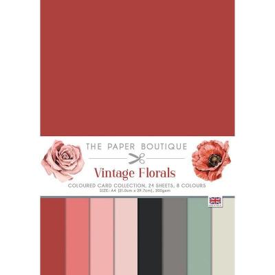 The Paper Boutique Vintage Florals Cardstock - Coloured Card Collection