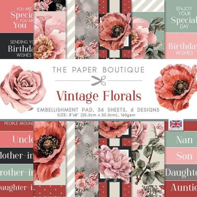 The Paper Boutique Vintage Florals Designpapier - Embellishment Pad