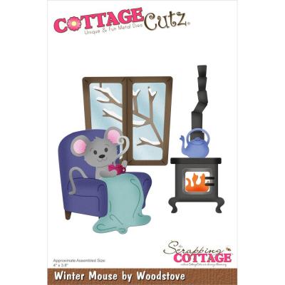 CottageCutz Dies - Winter Mouse By Woodstove