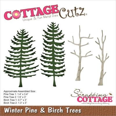CottageCutz Dies - Winter Pine & Birch Trees