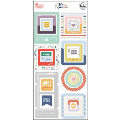 Pinkfresh Studio Life Right Now Sticker - Chipboard Frames