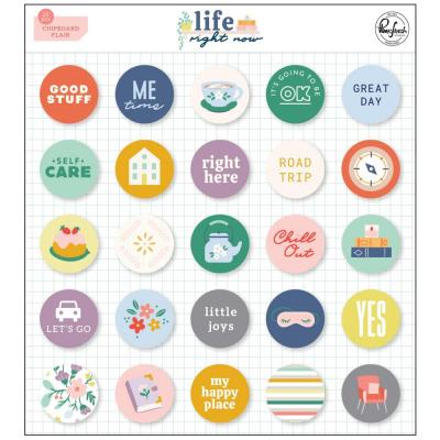 Pinkfresh Studio Life Right Now Sticker - Chipboard Flair