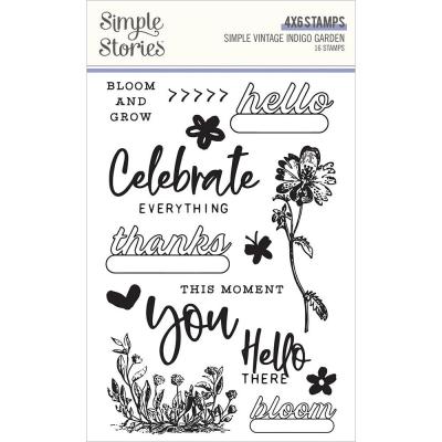 Simple Stories Simple Vintage Indigo Garden Clear Stamps - Simple Vintage Indigo Garden