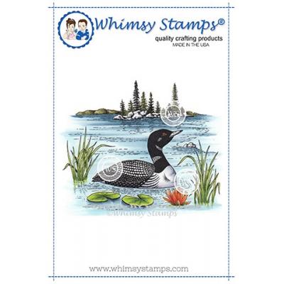 Whimsy DoveArt Stamps Rubber Cling Stamp - Loon Scene