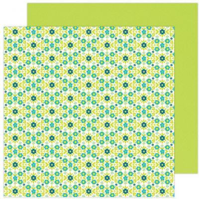 American Crafts Paige Evans Splendid Designpapier - Green And Blue Flowers