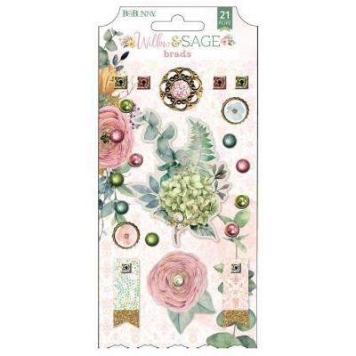 Bo Bunny Willow & Sage Embellishments - Brads