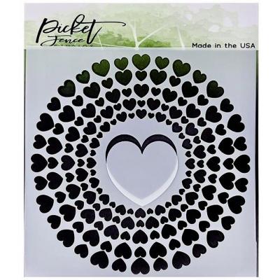 Picket Fence Studios Stencil - Spiral Of Hearts