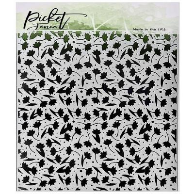 Picket Fence Studios Stencil - Flowers And Polka Dot Fun