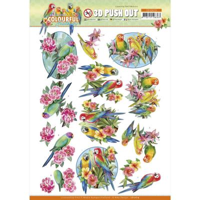 Find It Trading Amy Design Colourful Feathers Punchout Sheet - Parrot