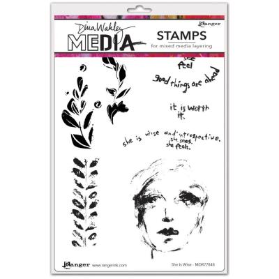 Ranger Dina Wakley Cling Stamps - She Is Wise