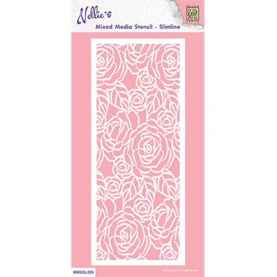 Nellies Choice Mixed Media Stencil Slimeline - Roses