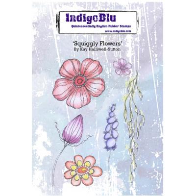 IndigoBlu Rubber Stamps - Squiggly Flowers