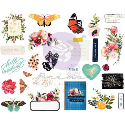 Prima Marketing Painted Floral Sticker - Chipboard Stickers