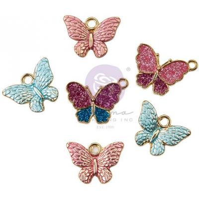 Prima Marketing Indigo Flowers Charms - Enamel Butterfly