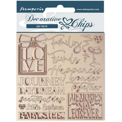 Stamperia Daydream Decorative Chips Embellishments - Writings