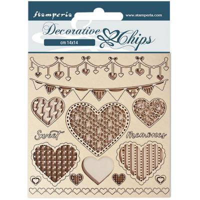Stamperia Daydream Decorative Chips Embellishments - Hearts