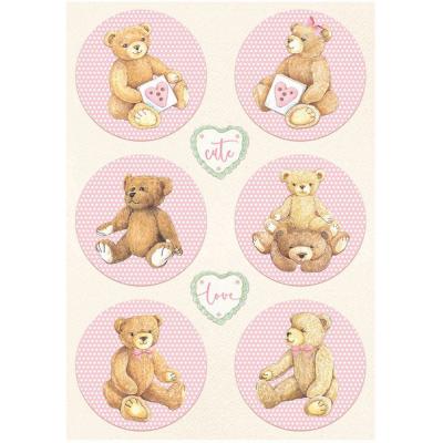 Stamperia Daydream Rice Paper - Rounds Bear Pink