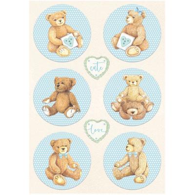 Stamperia Daydream Rice Paper - Rounds Bear Blue